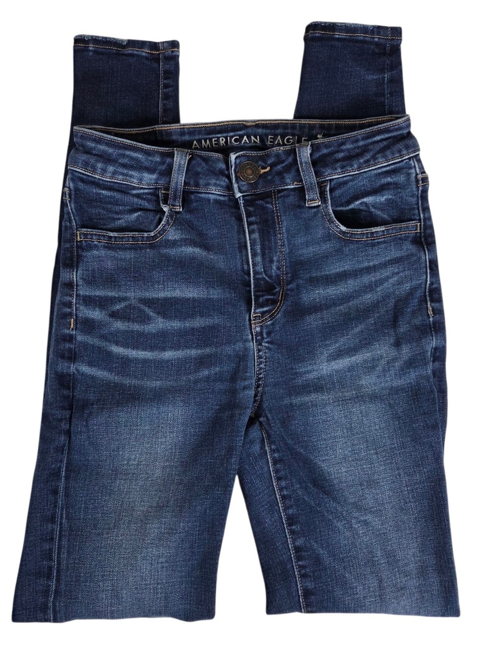 American Eagle Hi-Rise Denim Jeggings Size 4 Super Stretch -Some Distressing AEO
